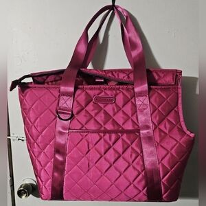 Joan & David quilted Burgundy Pet Carrier Tote Bag With Sherpa Pet Bed